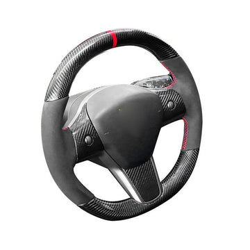 Model 3 / Y Round Suede Steering Wheel - HyperSteering