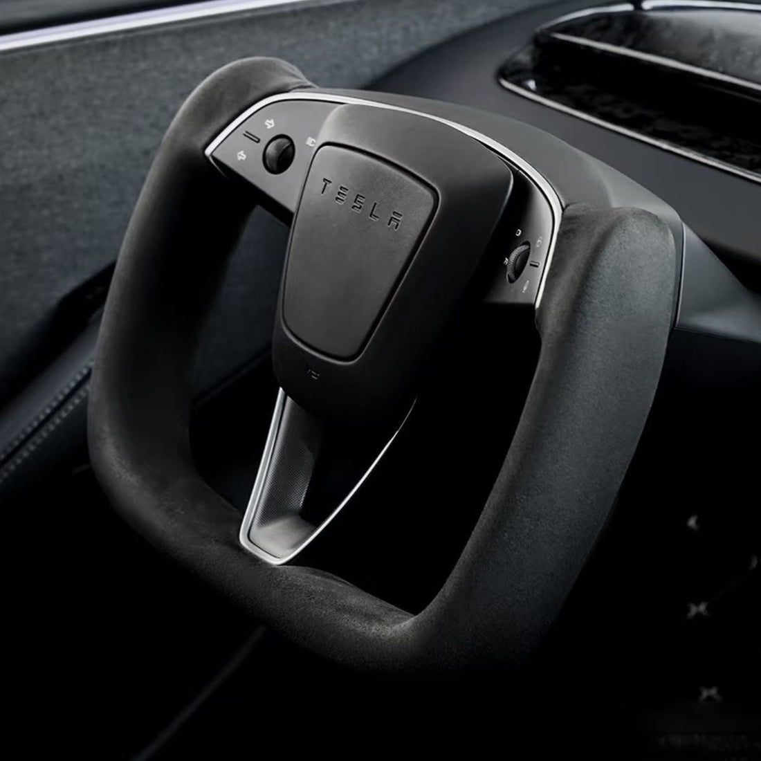 Alcantara Yoke Steering Wheel for Model 3 Highland & Model Y Juniper - HyperSteering