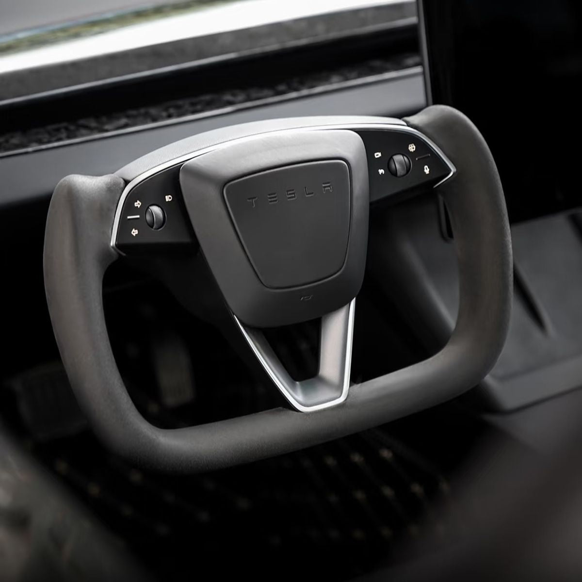 Alcantara Yoke Steering Wheel for Model 3 Highland & Model Y Juniper - HyperSteering