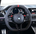 Carbon Fiber N Acantara BMW LCI Steering Wheel Flat Bottom For G/F Chassis - Carbsign G20 G30 G80 G82 G87 M2 M3 M4 M5 M8 M340I - HyperSteering