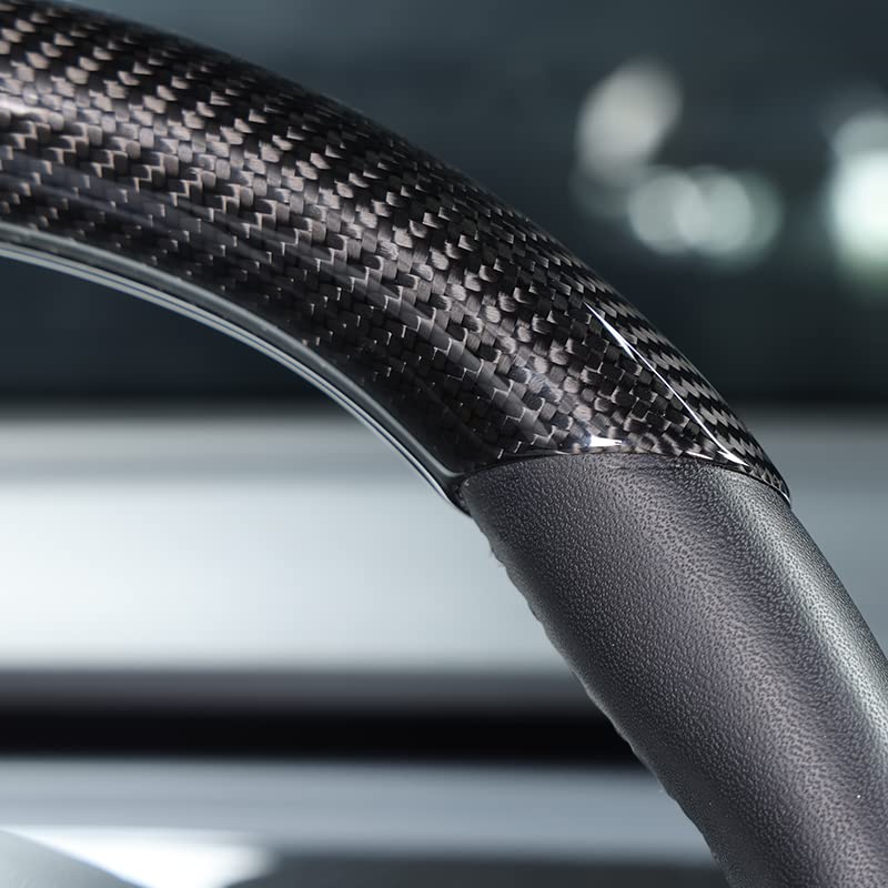 Carbon Fiber Steering Wheel Trim Kit for Tesla Model 3 / Y (Upper & Lower) - HyperSteering