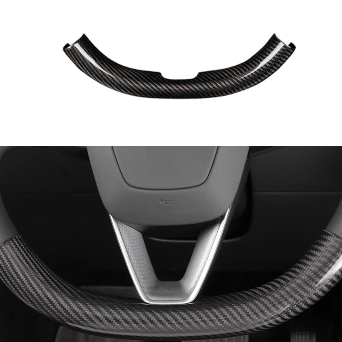 Carbon Fiber Steering Wheel Trim Kit for Tesla Model 3 / Y (Upper & Lower) - HyperSteering