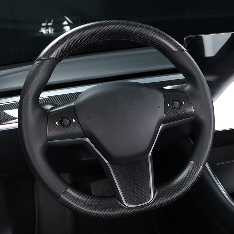 Carbon Fiber Steering Wheel Trim Kit for Tesla Model 3 / Y (Upper & Lower) - HyperSteering