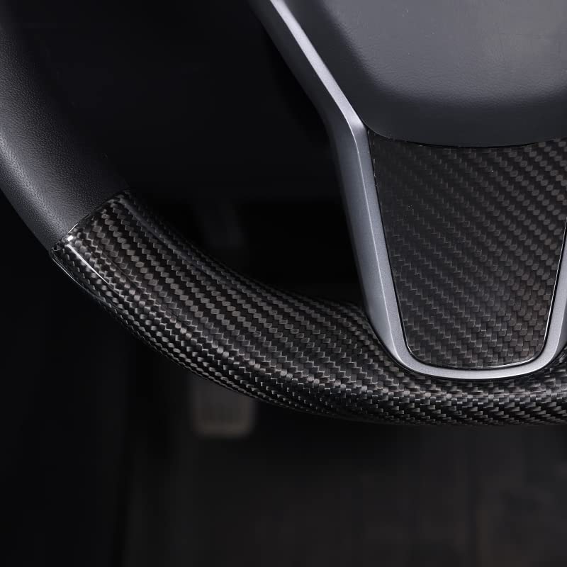 Carbon Fiber Steering Wheel Trim Kit for Tesla Model 3 / Y (Upper & Lower) - HyperSteering