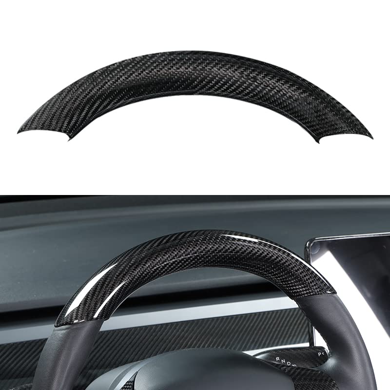 Carbon Fiber Steering Wheel Trim Kit for Tesla Model 3 / Y (Upper & Lower) - HyperSteering