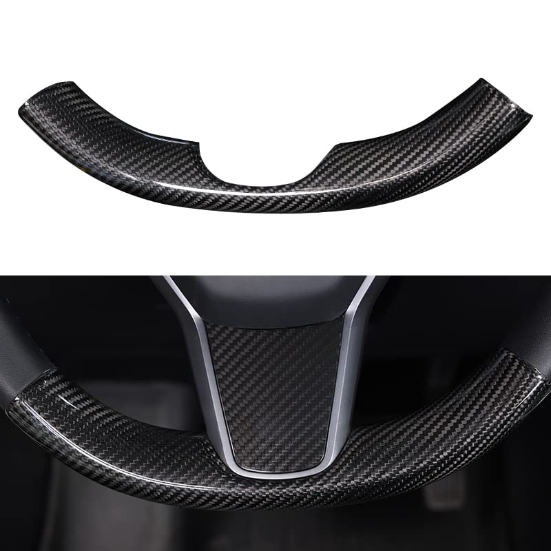 Carbon Fiber Steering Wheel Trim Kit for Tesla Model 3 / Y (Upper & Lower) - HyperSteering