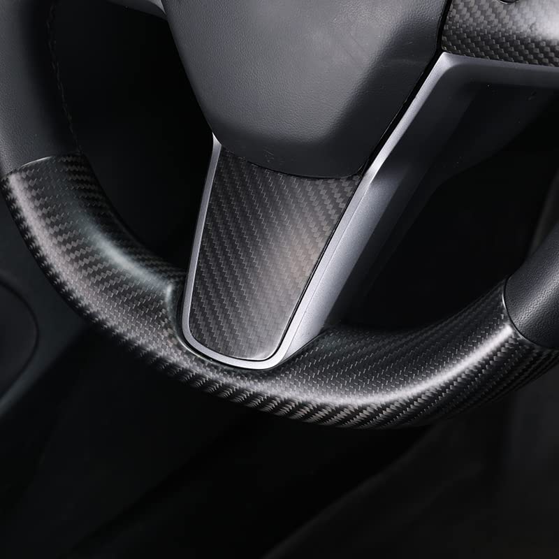 Carbon Fiber Steering Wheel Trim Kit for Tesla Model 3 / Y (Upper & Lower) - HyperSteering