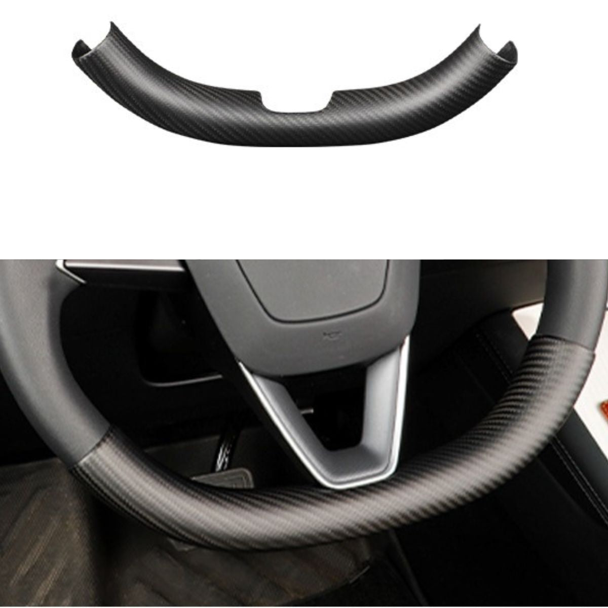 Carbon Fiber Steering Wheel Trim Kit for Tesla Model 3 / Y (Upper & Lower) - HyperSteering