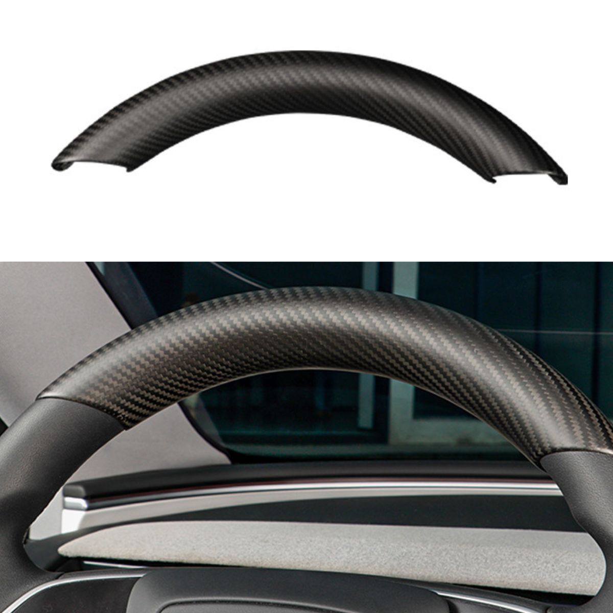Carbon Fiber Steering Wheel Trim Kit for Tesla Model 3 / Y (Upper & Lower) - HyperSteering