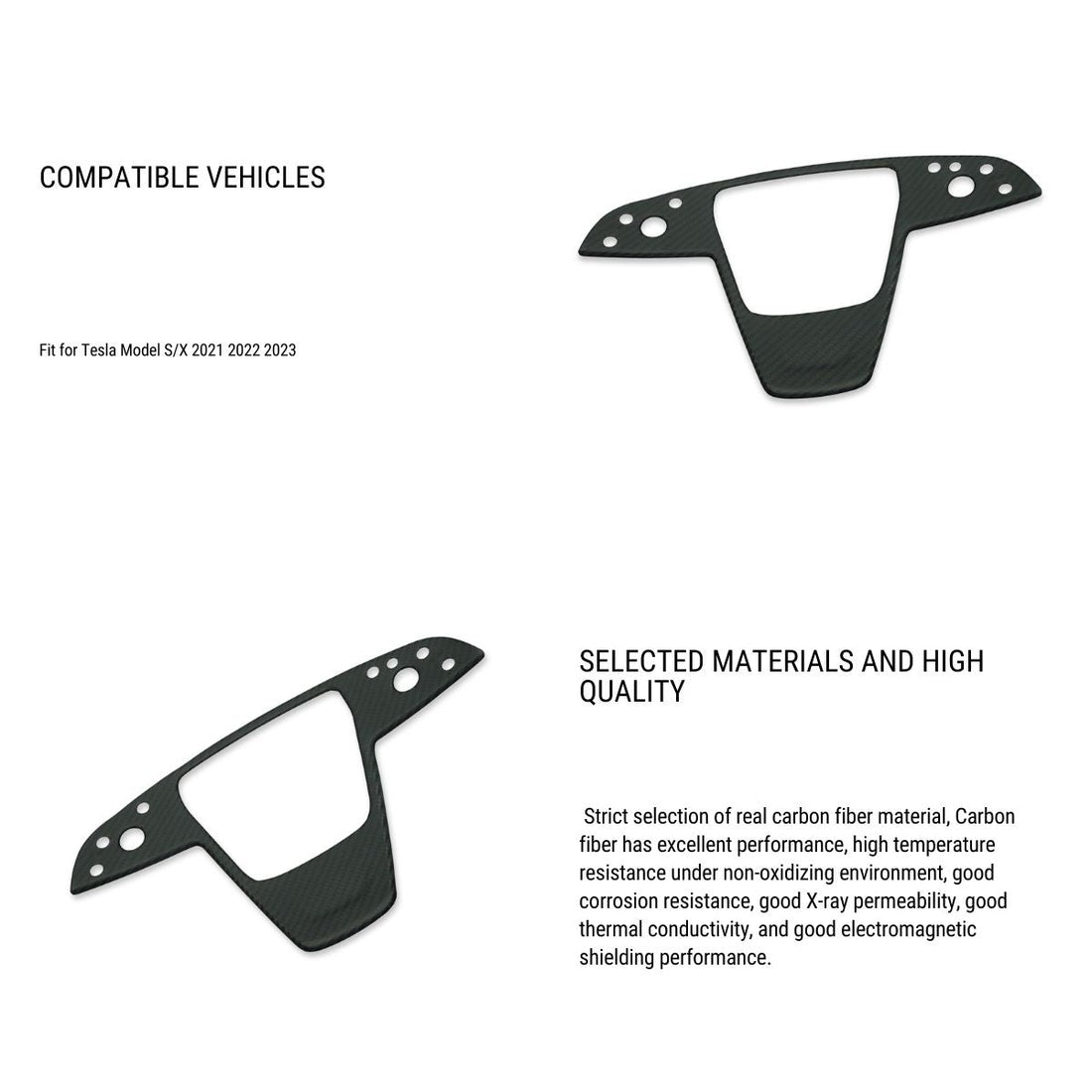 Carbon Fiber Steering Wheel Trim Panel Cover for Model S/X 2021+ - HyperSteering