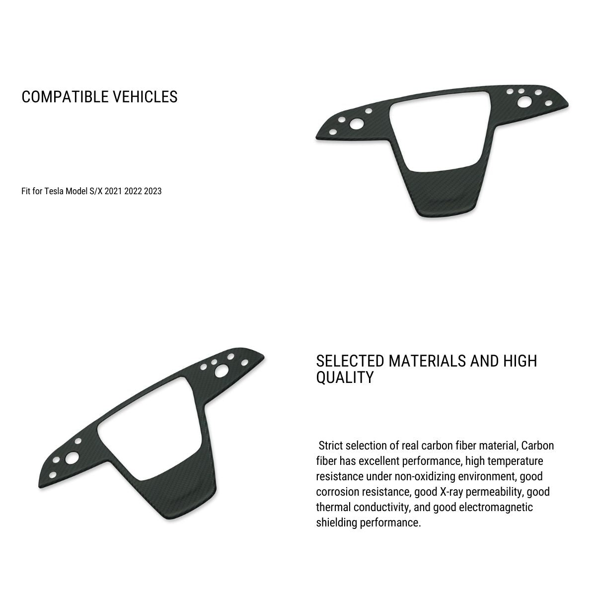 Carbon Fiber Steering Wheel Trim Panel Cover for Model S/X 2021+ - HyperSteering