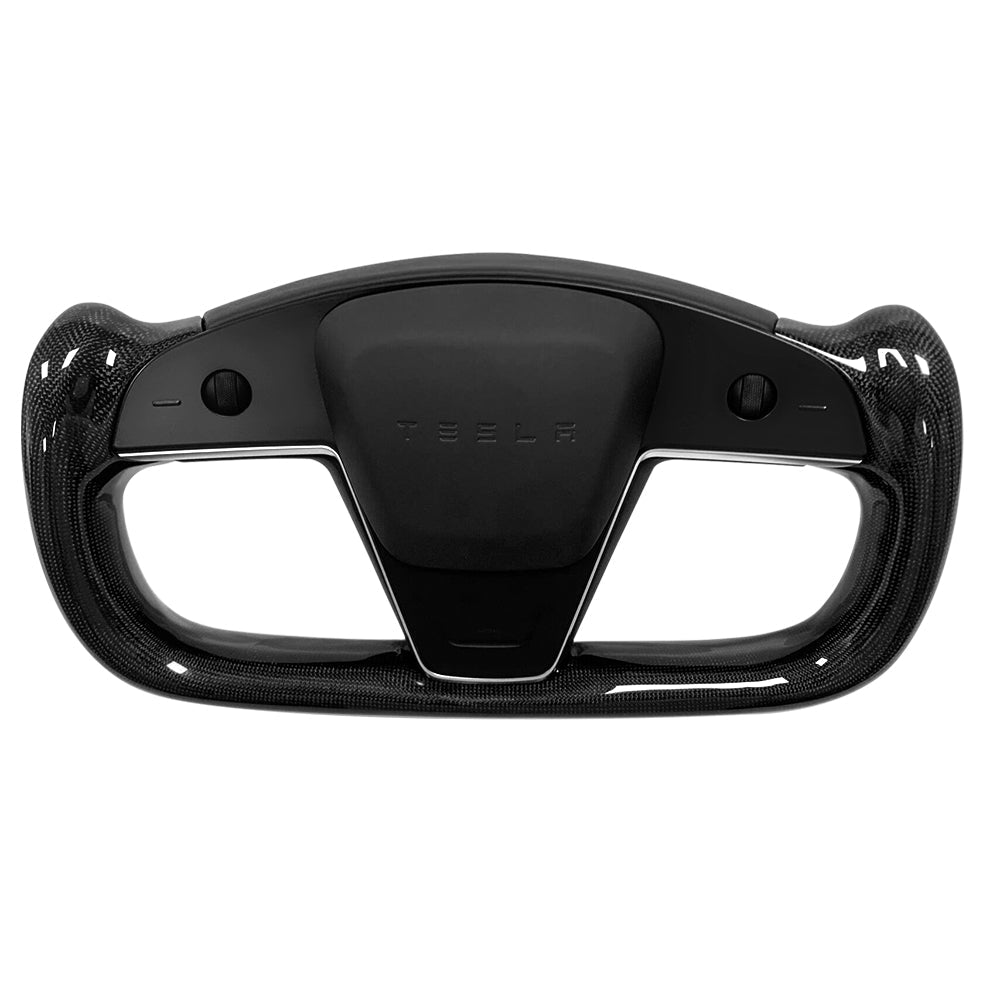 Carbon Fiber Yoke Plaid Steering Wheel Upgrade for Tesla Model S / X 2021 - 2025 - HyperSteering