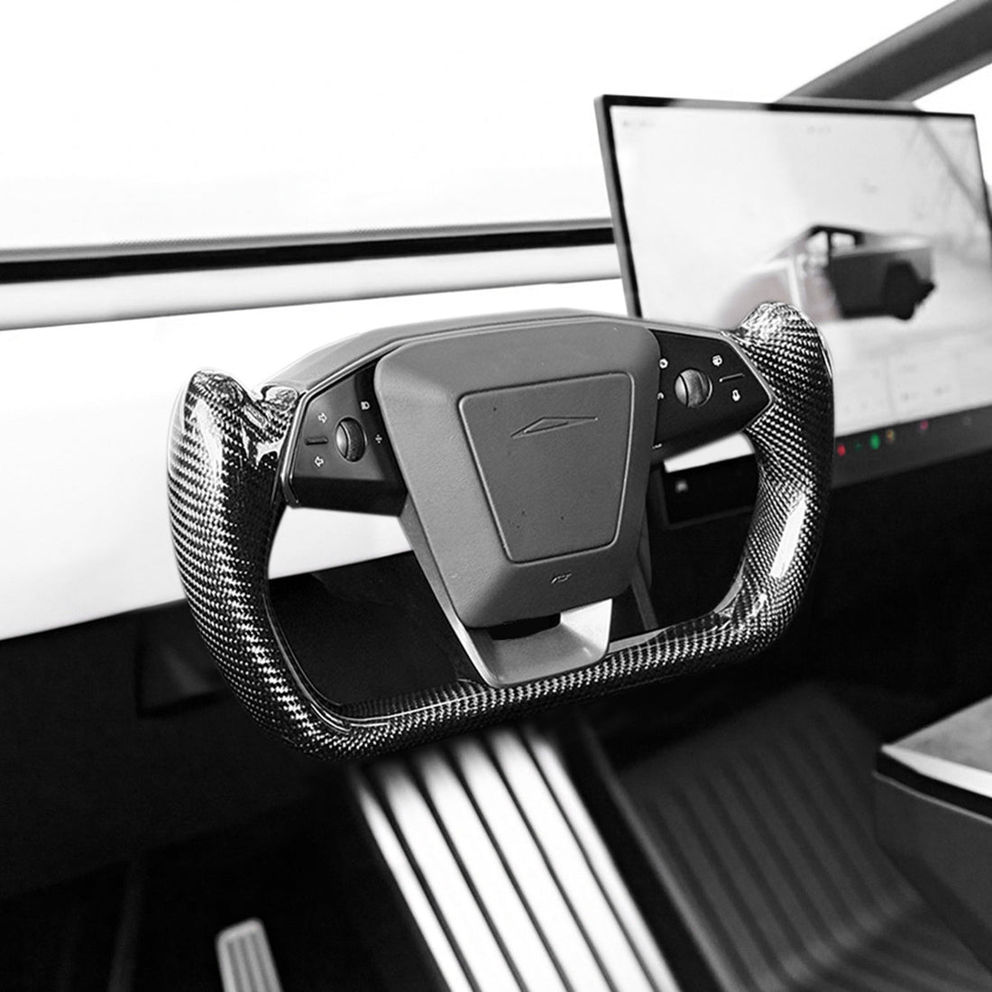 Carbon Fiber Yoke Steering Wheel for Tesla Cybertruck - HyperSteering