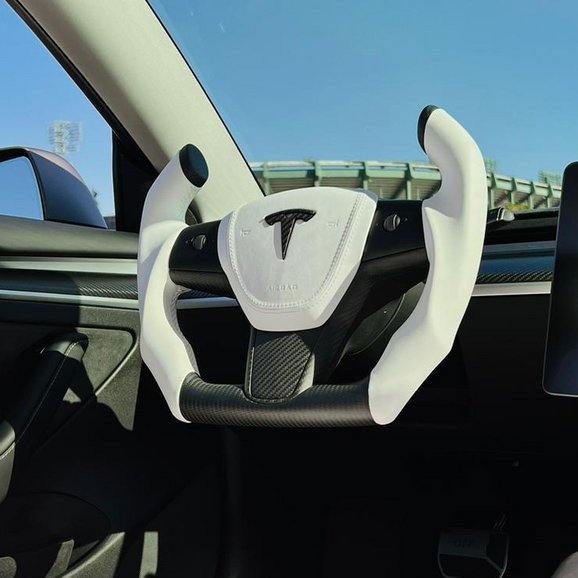 Custom Carbon Fiber Steering Wheel for Tesla Model 3 / Y【F1 Style】 - HyperSteering