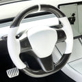 Custom Round Carbon Fiber Steering wheel for Tesla Model 3 / Y - HyperSteering