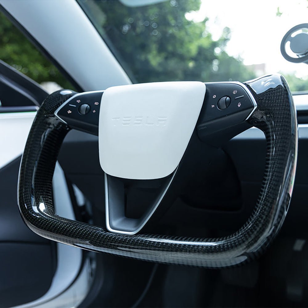 Full Carbon Fiber Yoke Steering Wheel for Model 3 Highland & Model Y Juniper - HyperSteering