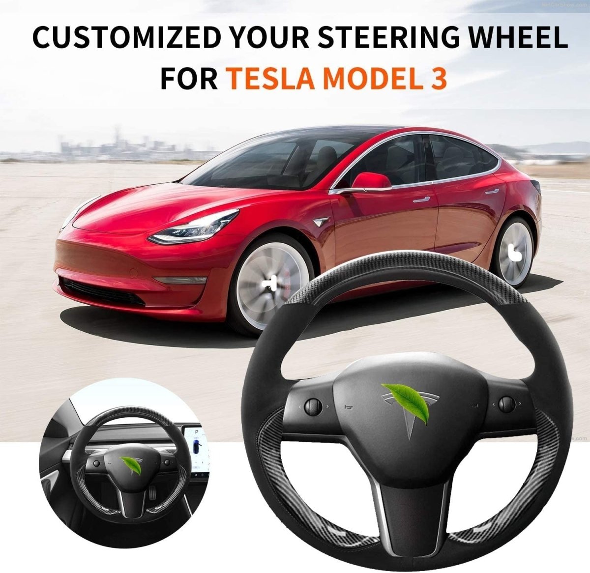 Genuine Leather Steering Wheel Cover for Tesla Model 3 / Y - HyperSteering