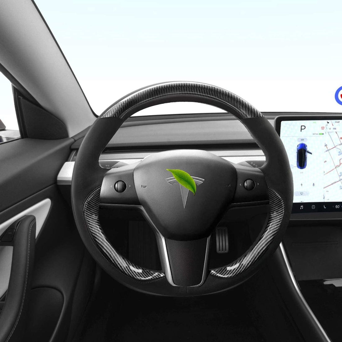 Genuine Leather Steering Wheel Cover for Tesla Model 3 / Y - HyperSteering