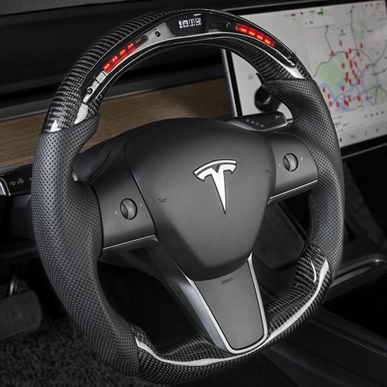 LED Carbon Fiber Steering Wheel with Lights for Tesla Model 3 / Y - HyperSteering