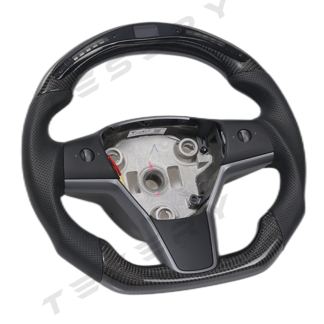 LED Carbon Fiber Steering Wheel with Lights for Tesla Model 3 / Y - HyperSteering