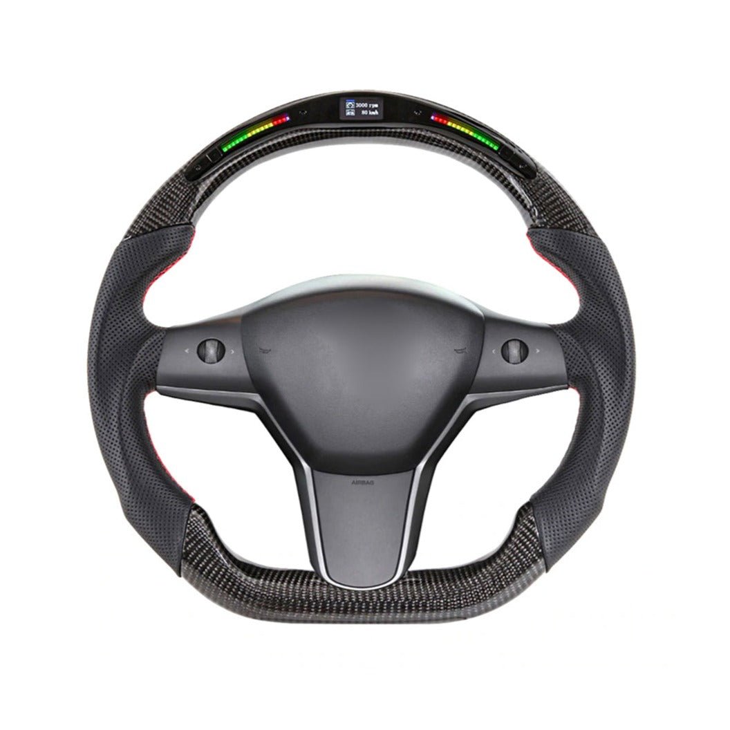 LED Carbon Fiber Steering Wheel with Lights for Tesla Model 3 / Y - HyperSteering