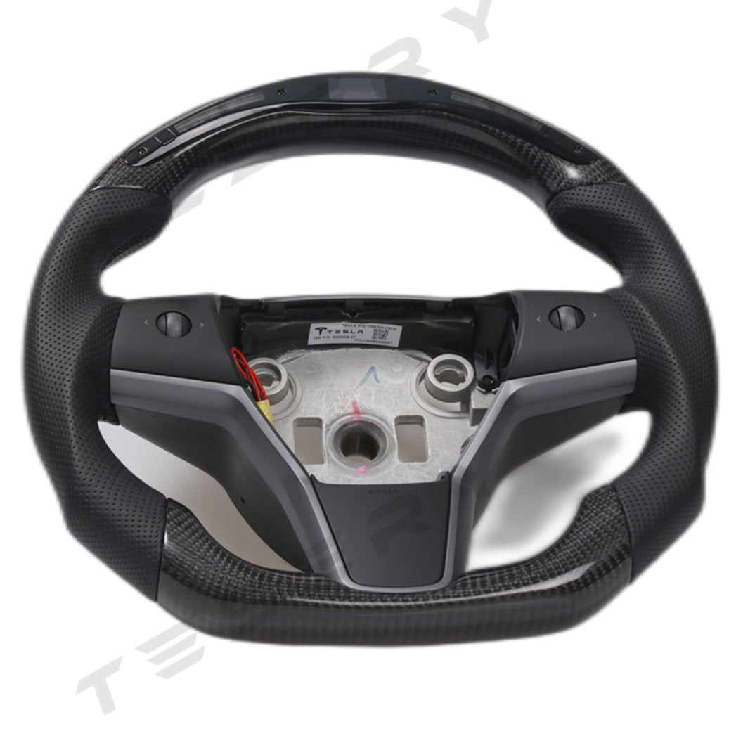 LED Carbon Fiber Steering Wheel with Lights for Tesla Model 3 / Y - HyperSteering