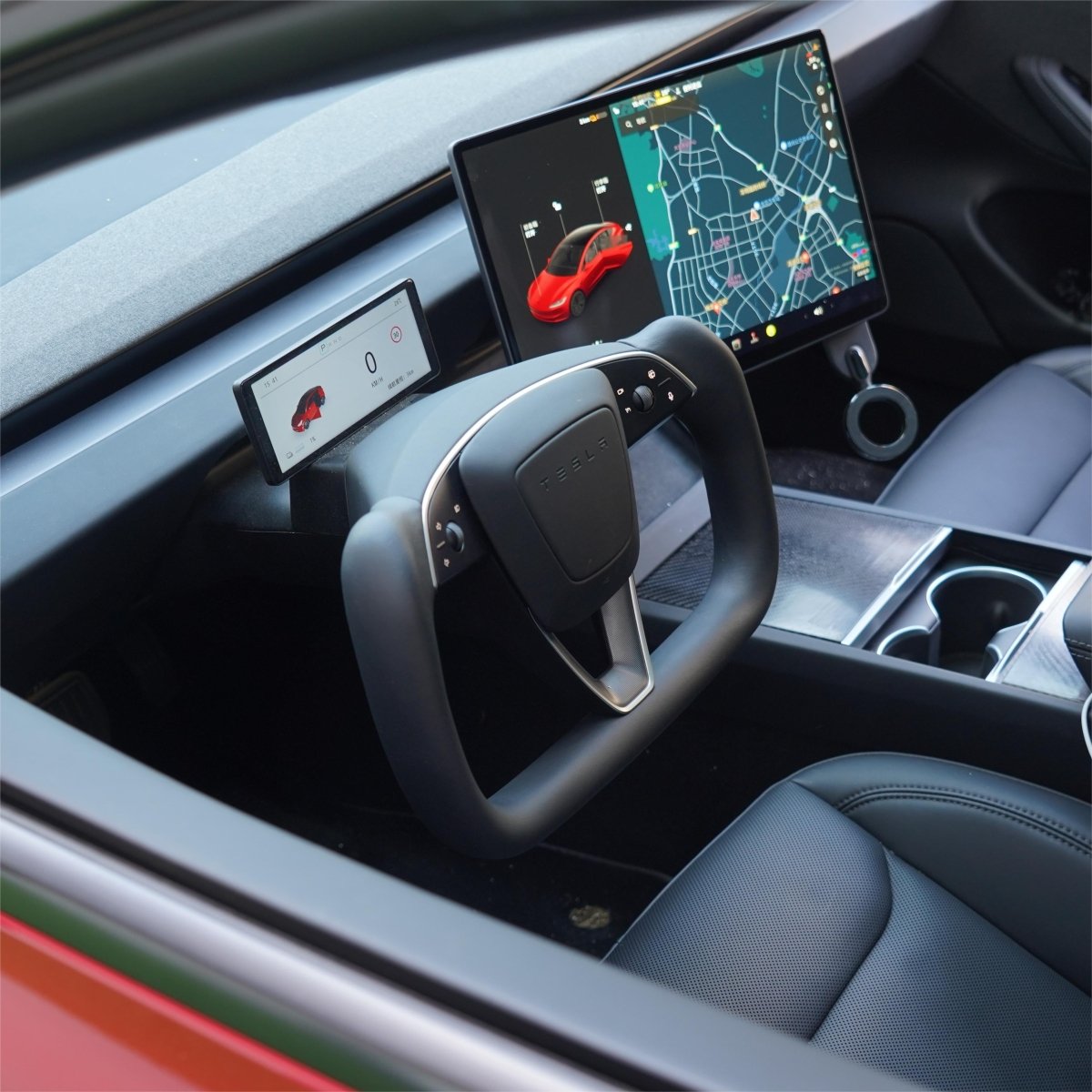 Model 3 Highland / Model Y Juniper Yoke Plaid Steering Wheel - HyperSteering