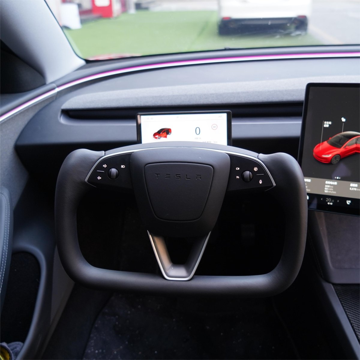 Model 3 Highland / Model Y Juniper Yoke Plaid Steering Wheel - HyperSteering