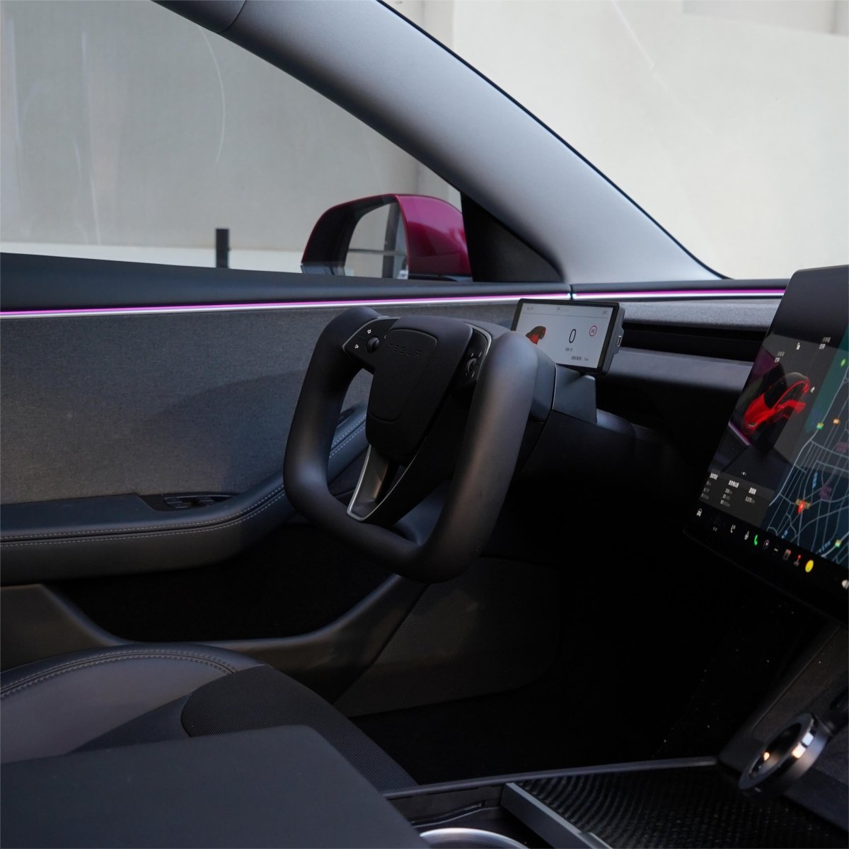 Model 3 Highland / Model Y Juniper Yoke Plaid Steering Wheel - HyperSteering