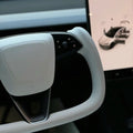 Model 3 Highland & Model Y Juniper Yoke Plaid Steering Wheel 【White Leather】 - HyperSteering