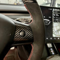 Model 3 / Y Round Suede Steering Wheel - HyperSteering