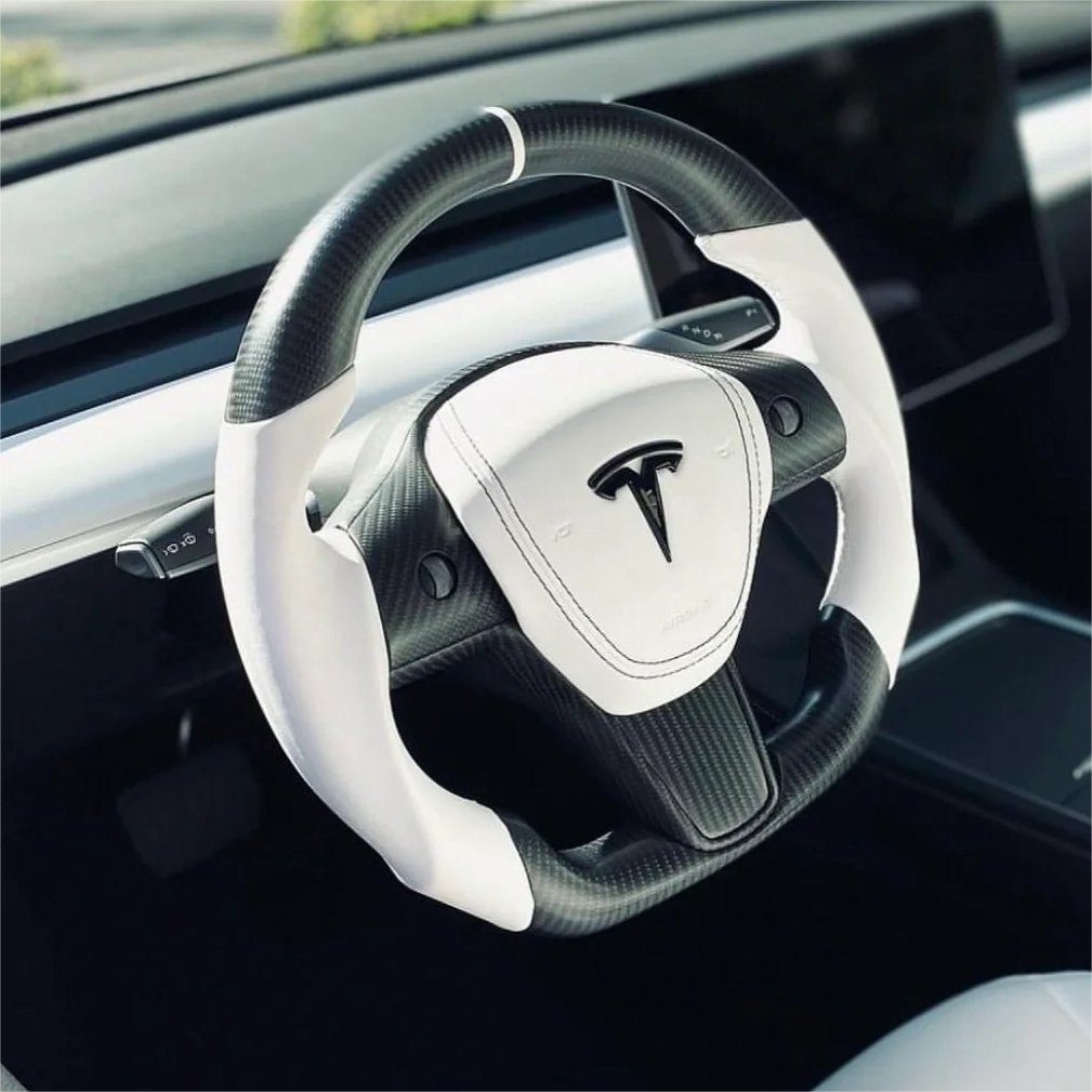 Model 3 / Y Sport Round Carbon Fiber Steering wheel - HyperSteering