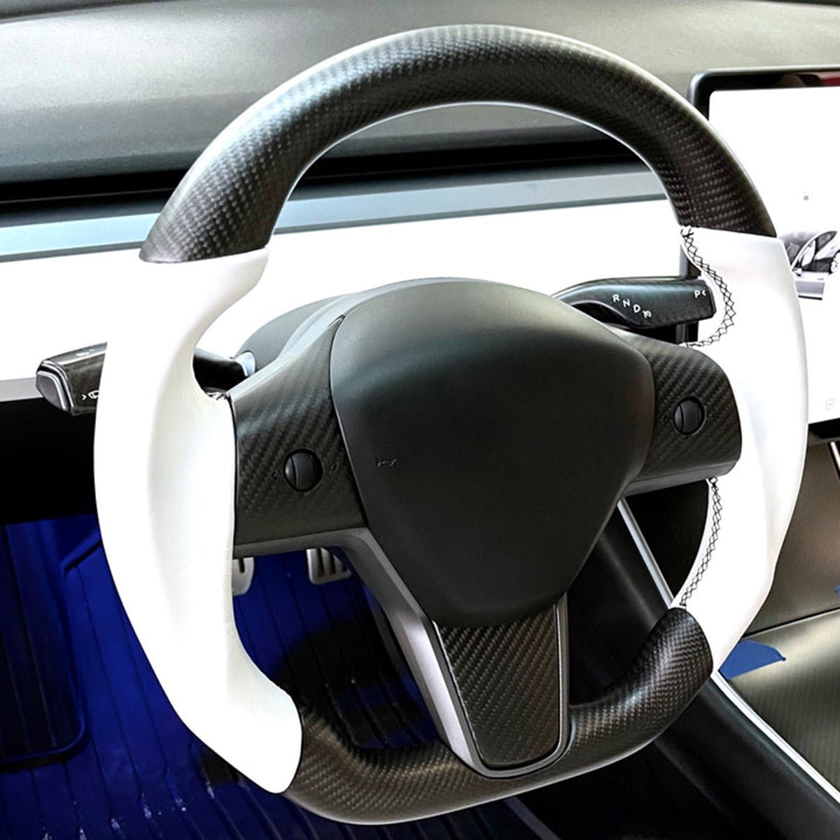 Model 3 / Y Sport Round Carbon Fiber Steering wheel - HyperSteering