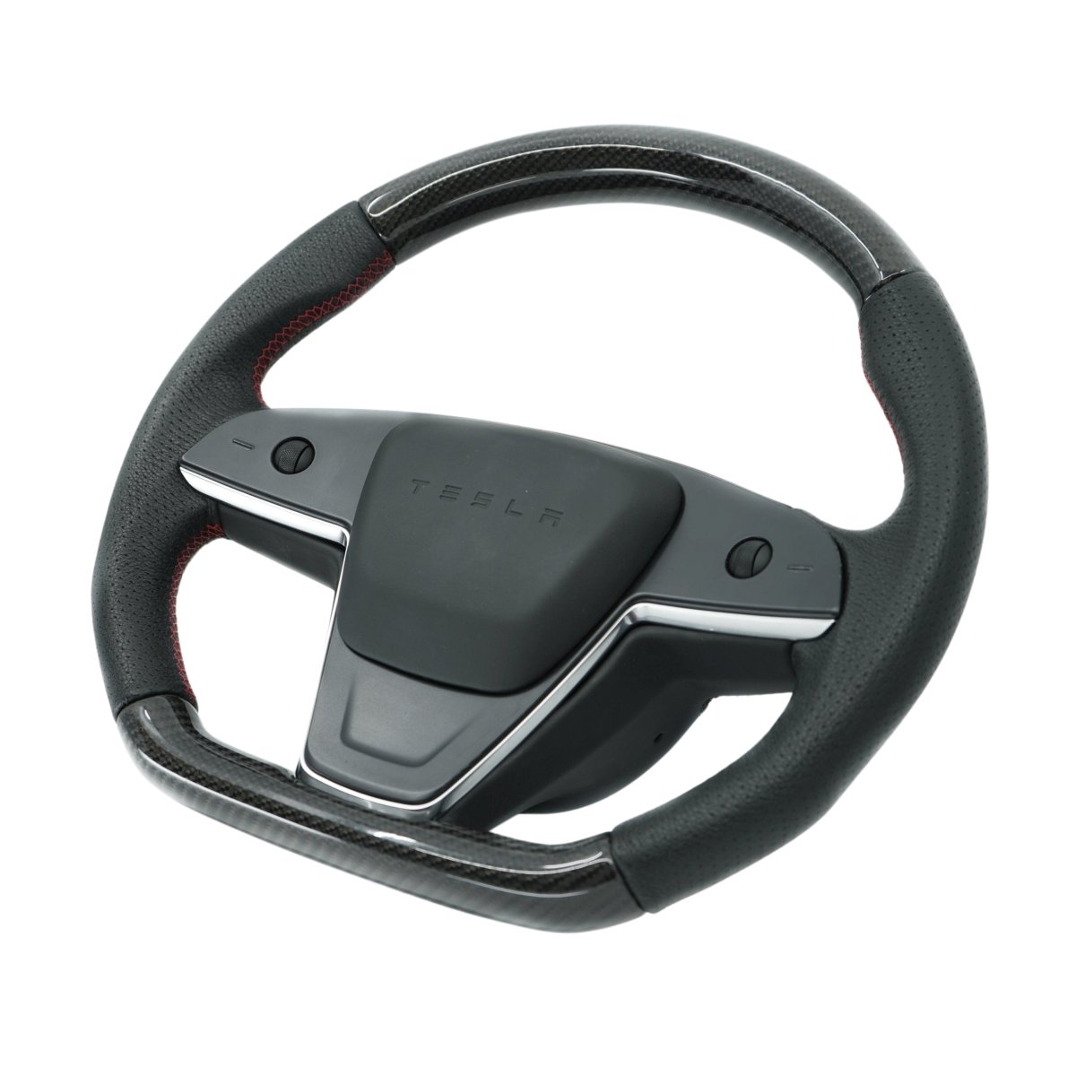 Plaid Round Steering Wheel Replacement for Tesla Model S / X 2021 - 2025 - HyperSteering