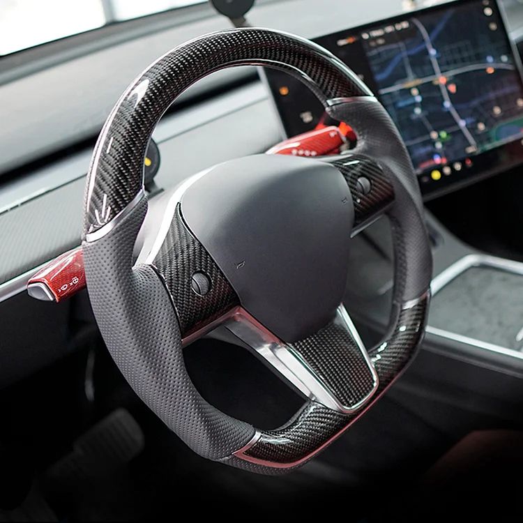 Sport Grip Carbon Fiber Steering Wheel for Tesla Model 3 / Y - HyperSteering
