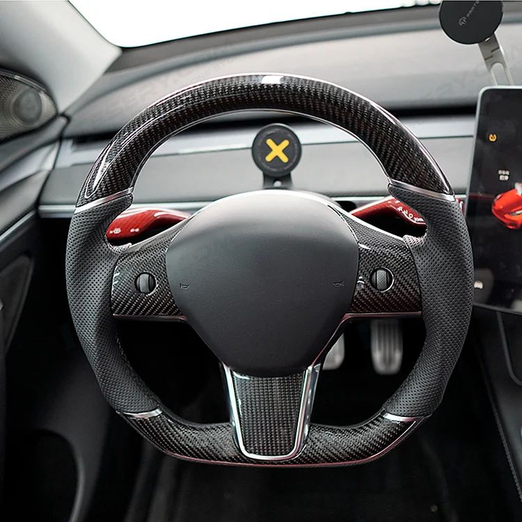 Sport Grip Carbon Fiber Steering Wheel for Tesla Model 3 / Y - HyperSteering