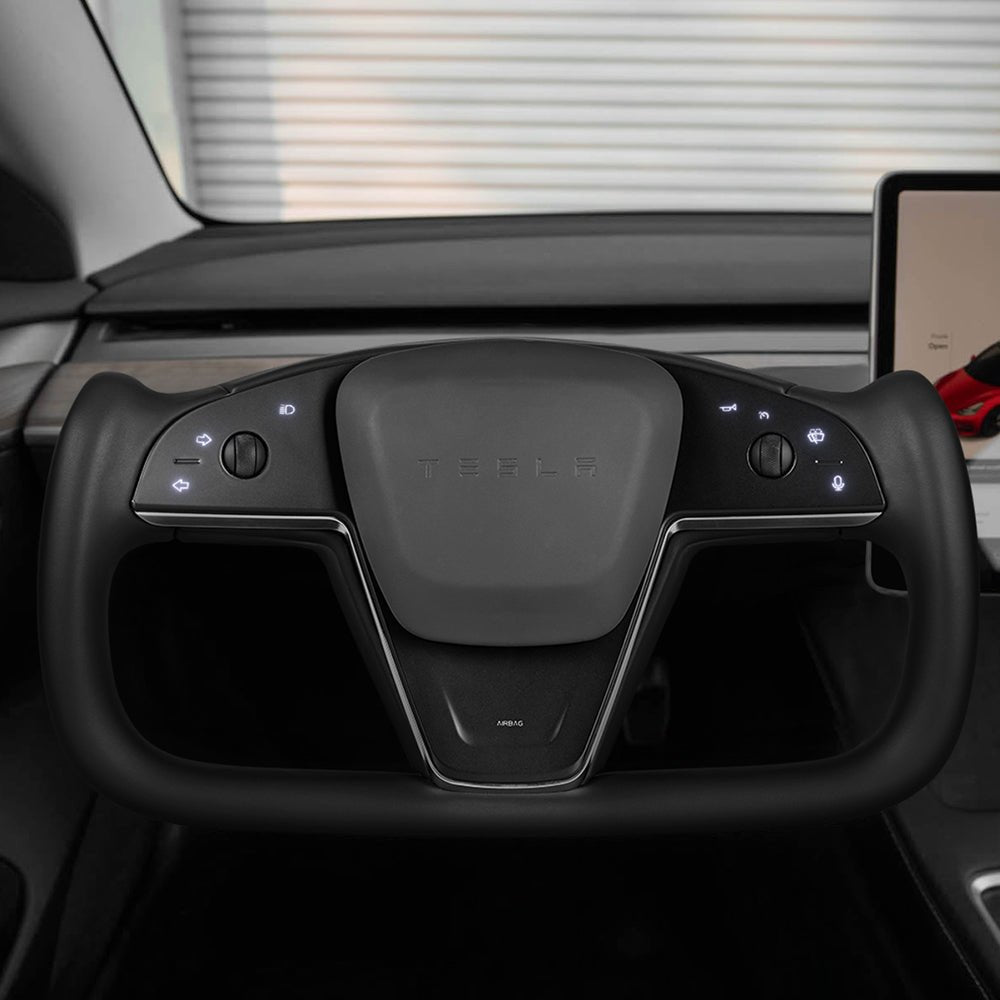 Touch Control Yoke Plaid Steering Wheel Replacement for Model 3 / Y - HyperSteering