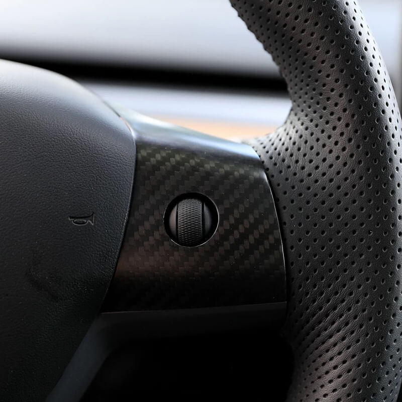 Upgrade: Tesla Model 3 / Y Carbon Fiber Steering Wheel Center Trim - HyperSteering