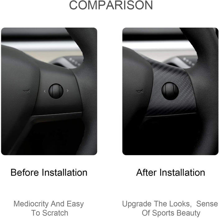 Upgrade: Tesla Model 3 / Y Carbon Fiber Steering Wheel Center Trim - HyperSteering