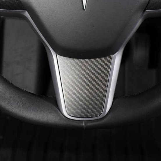 Upgrade: Tesla Model 3 / Y Carbon Fiber Steering Wheel Center Trim - HyperSteering