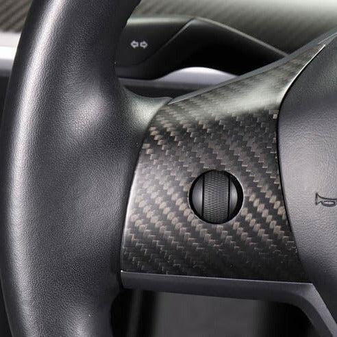 Upgrade: Tesla Model 3 / Y Carbon Fiber Steering Wheel Center Trim - HyperSteering