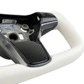 White Leather Yoke Steering Wheel for Tesla Model 3 / Y - HyperSteering