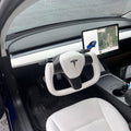 White Leather Yoke Steering Wheel for Tesla Model 3 / Y - HyperSteering
