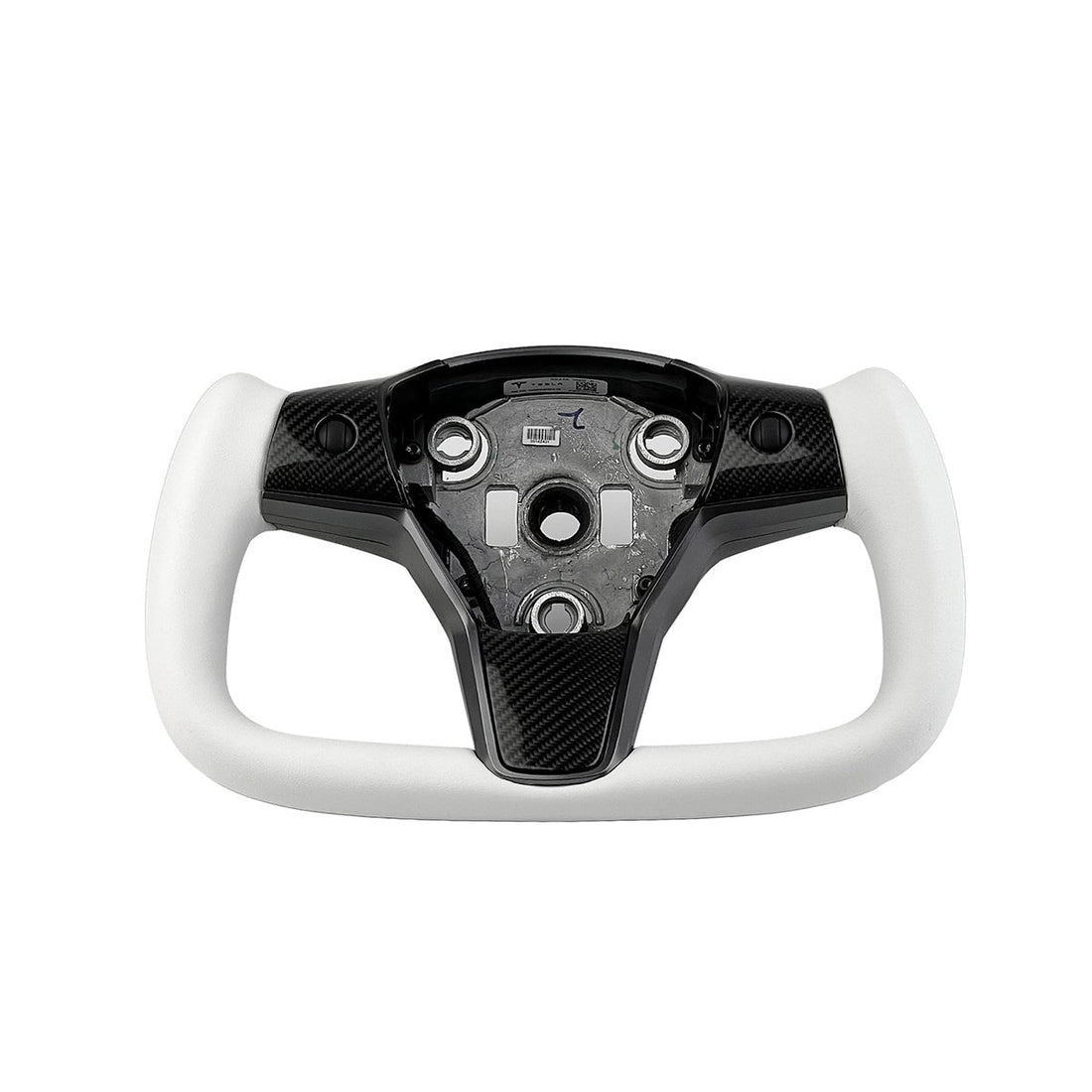 White Leather Yoke Steering Wheel for Tesla Model 3 / Y - HyperSteering