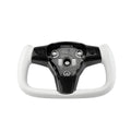 White Leather Yoke Steering Wheel for Tesla Model 3 / Y - HyperSteering