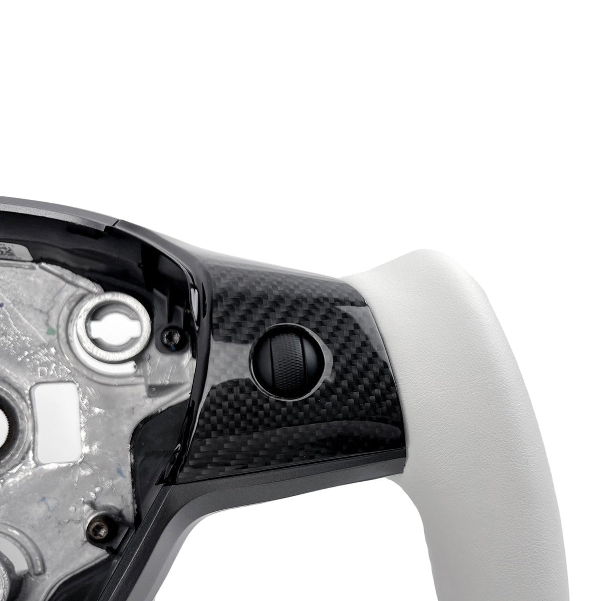 White Leather Yoke Steering Wheel for Tesla Model 3 / Y - HyperSteering
