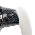 White Leather Yoke Steering Wheel for Tesla Model 3 / Y - HyperSteering