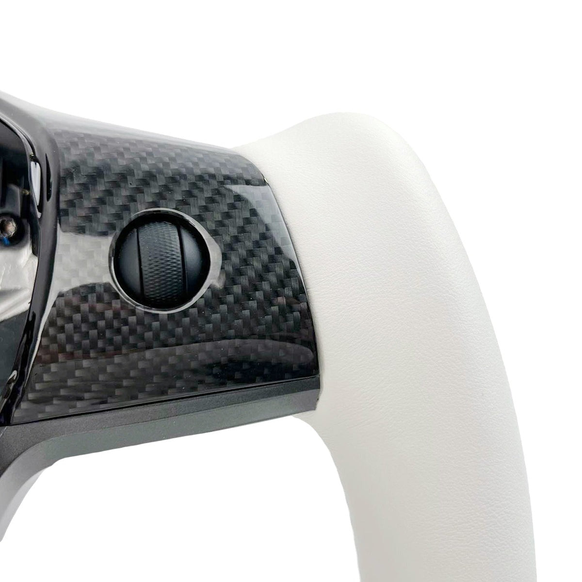 White Leather Yoke Steering Wheel for Tesla Model 3 / Y - HyperSteering