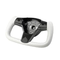 White Leather Yoke Steering Wheel for Tesla Model 3 / Y - HyperSteering