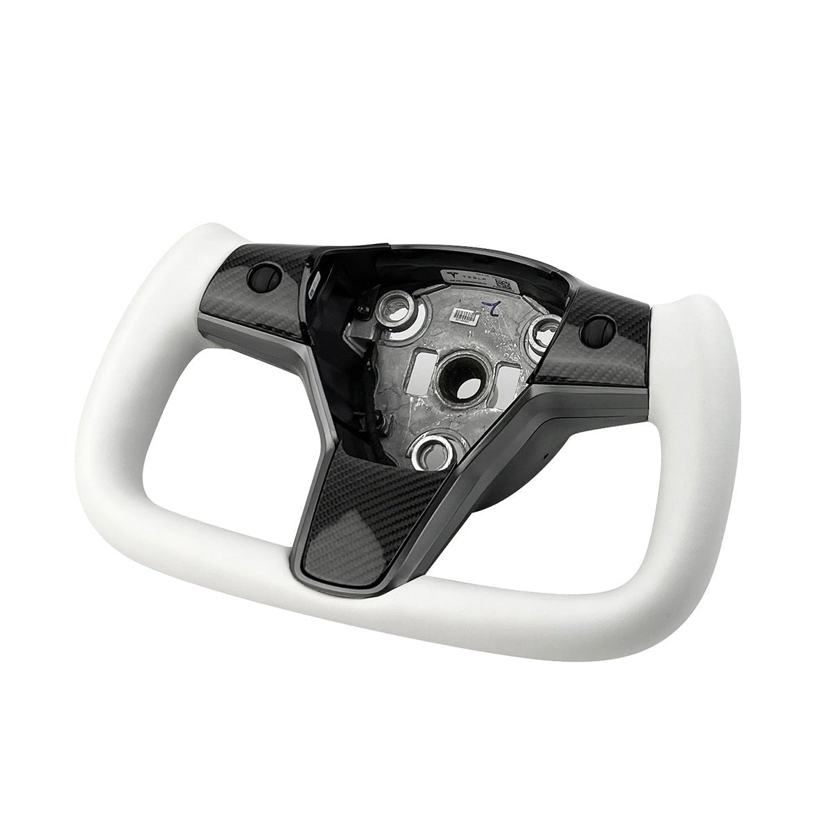 White Leather Yoke Steering Wheel for Tesla Model 3 / Y - HyperSteering